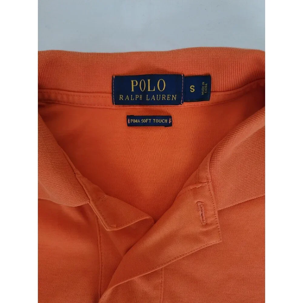 POLO Ralph Lauren Men's‎ PIMA Soft Touch Short Sleeve Polo Shirt Orange Small